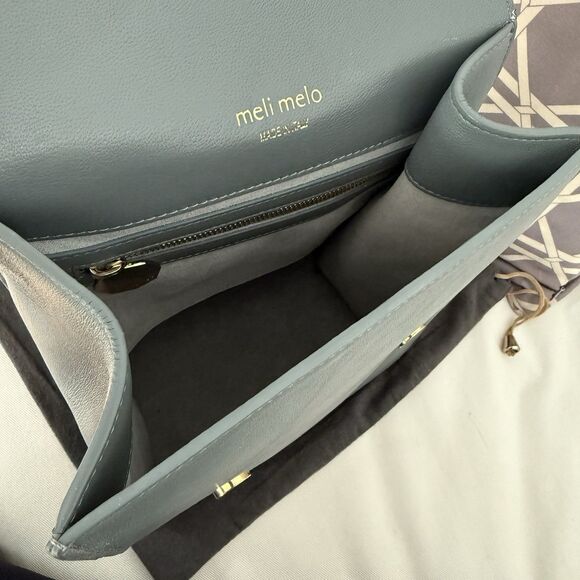 Meli Melo Anthropologie Norina Backpack Seafoam Green Blue Leather Italy - Picture 4 of 16